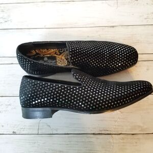 After Midnight Black Macro Velvet Sequined Slip-On Evening Loafers